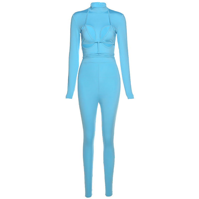 Sexy Hollow Strap Fashion Sports Jumpsuit