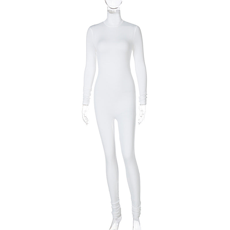 Pure Color Skinny Sports Fitness Jumpsuit