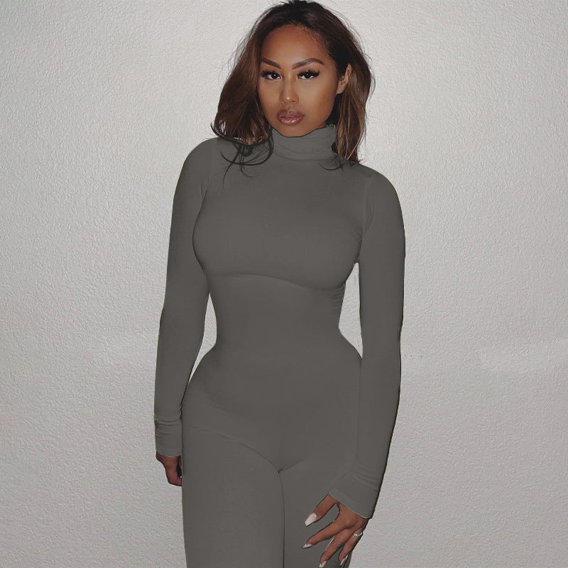 Pure Color Skinny Sports Fitness Jumpsuit