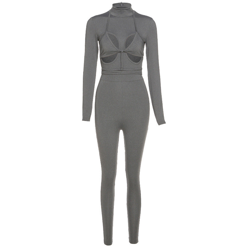Sexy Hollow Strap Fashion Sports Jumpsuit