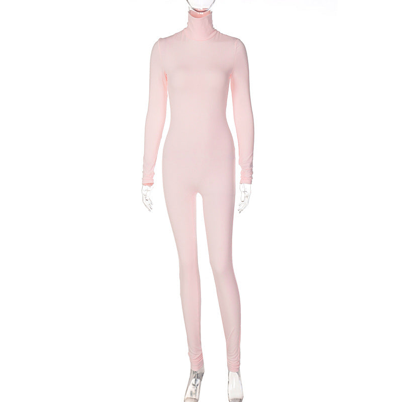 Pure Color Skinny Sports Fitness Jumpsuit
