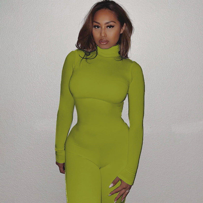 Pure Color Skinny Sports Fitness Jumpsuit