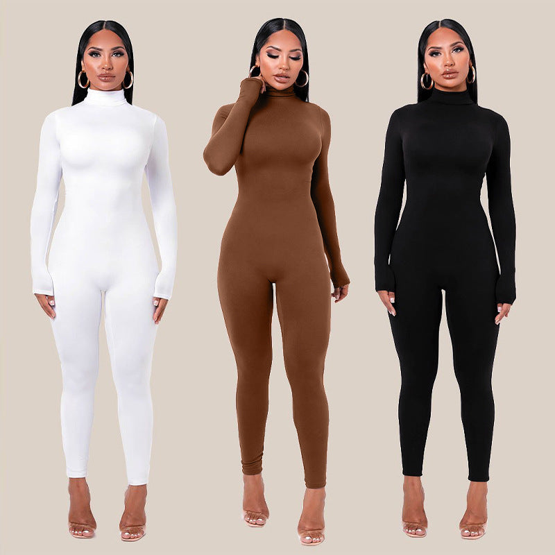 Pure Color Skinny Sports Fitness Jumpsuit