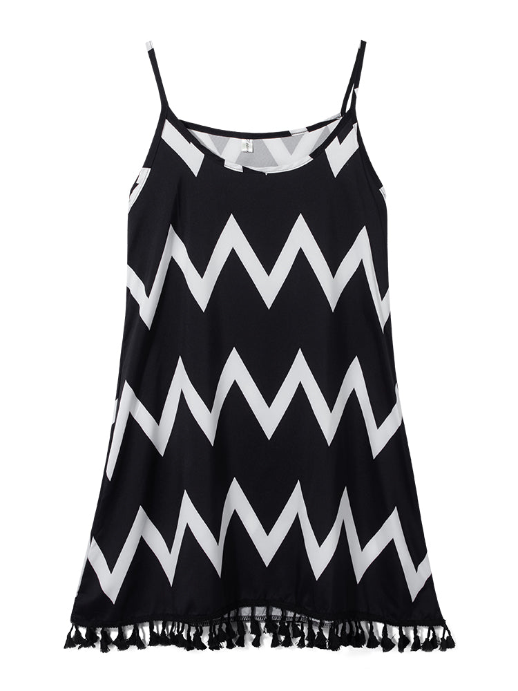 Loose Fitting Summer Fringed Sling Chiffon Dress - Hendrick Brun