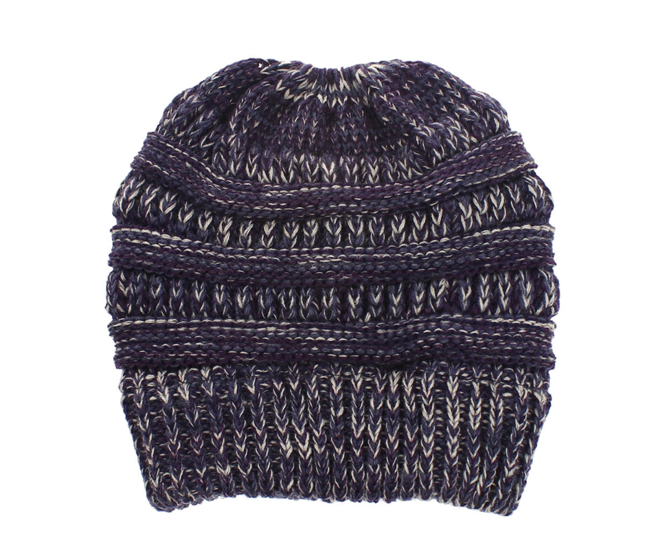 Mixed Color Knitted Wool Hat Ladies Non-labeled Ponytail Hat - Hendrick Brun