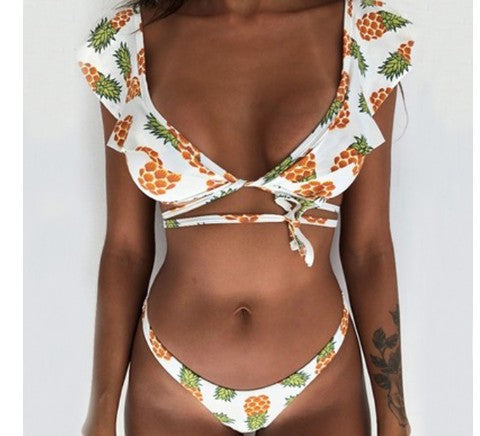 European and American sexy ruffled thin bikini swimsuit