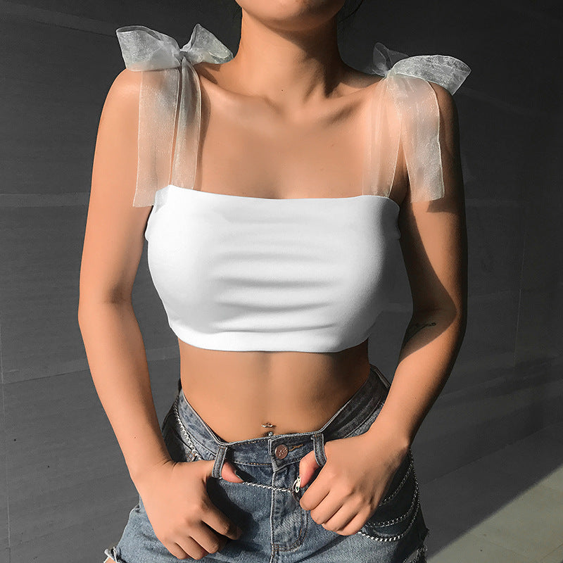 TRANSPARENT RIBBON STRAP Crop TOP - Hendrick Brun