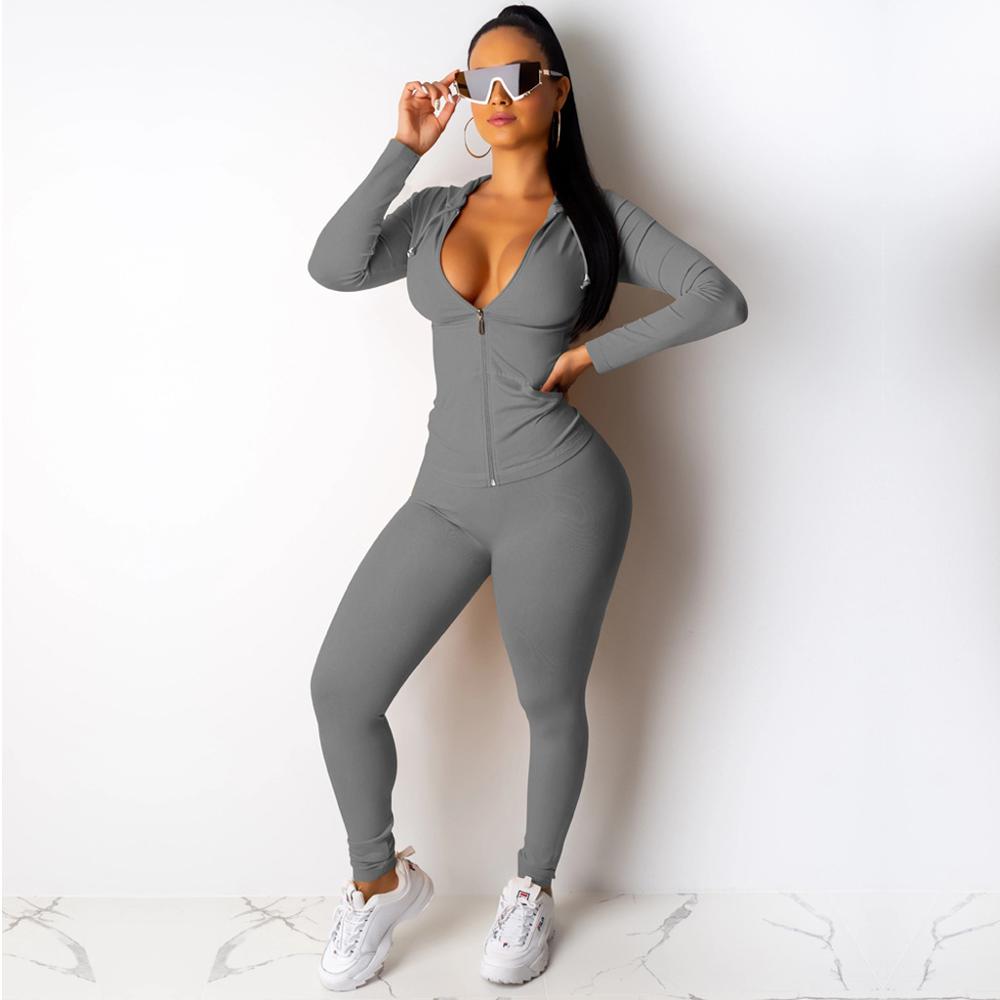 Womens Casual Hooded Two-piece Fitted Set - Hendrick Brun