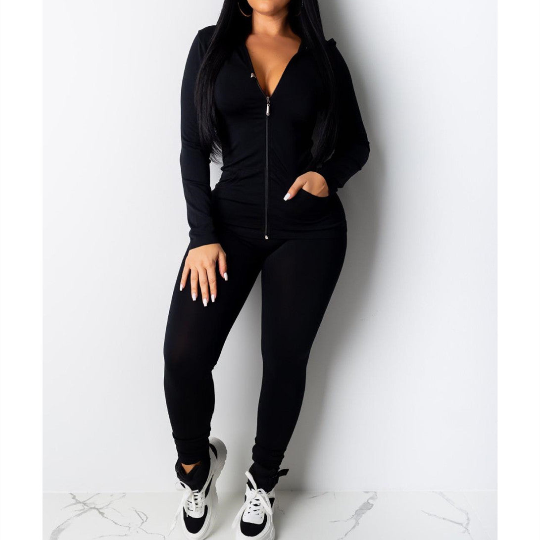 Womens Casual Hooded Two-piece Fitted Set - Hendrick Brun
