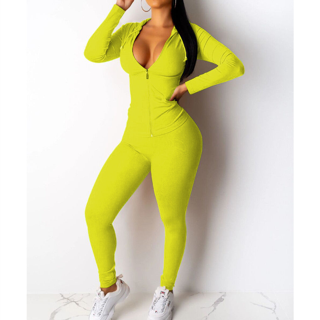 Womens Casual Hooded Two-piece Fitted Set - Hendrick Brun