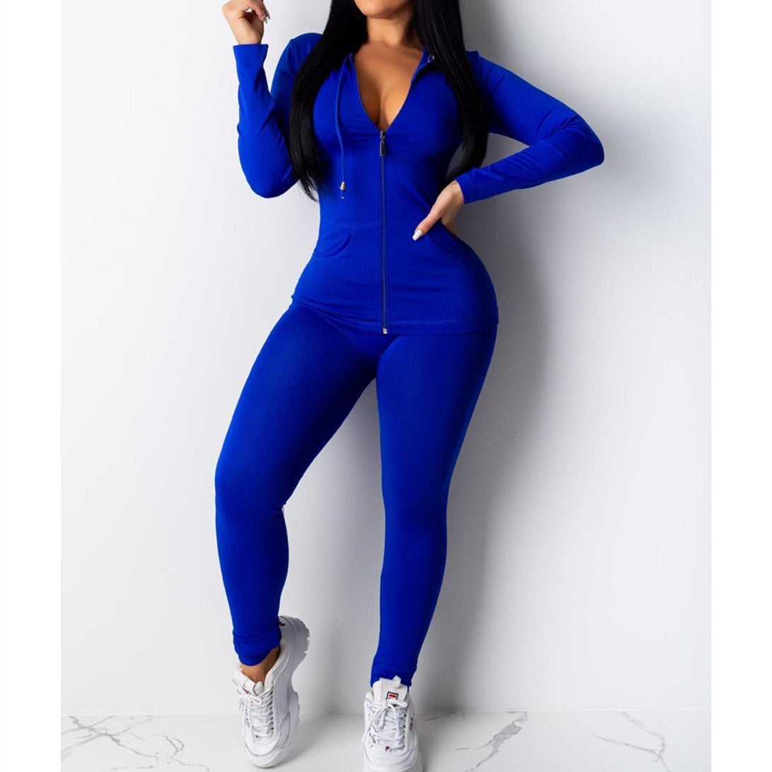 Womens Casual Hooded Two-piece Fitted Set - Hendrick Brun