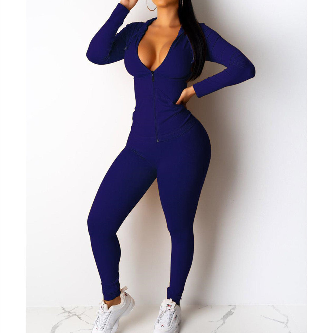 Womens Casual Hooded Two-piece Fitted Set - Hendrick Brun