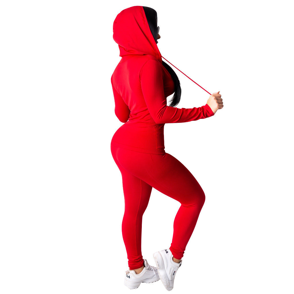 Womens Two-Piece Casual Hooded Two-Piece Suit - Hendrick Brun