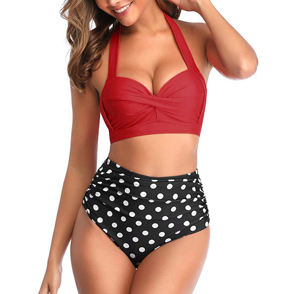European And American New Bikini Hot Style Fashion Sexy Digital High Waist