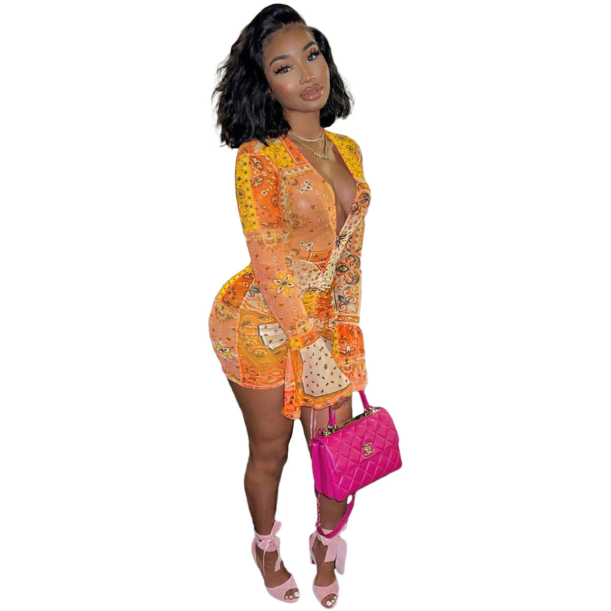 Women's Print V-neck Dress - Hendrick Brun