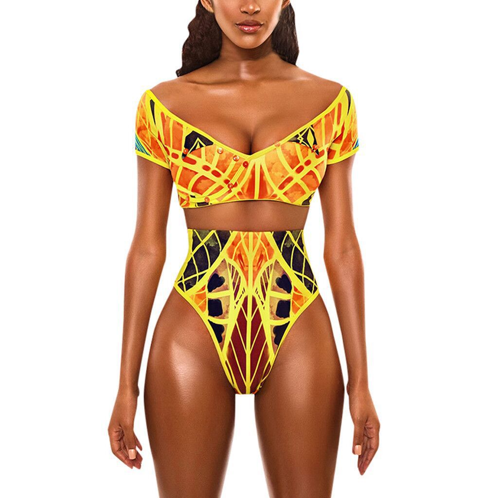 Slim High Waist Ladies Sexy Bikini Split Swimsuit