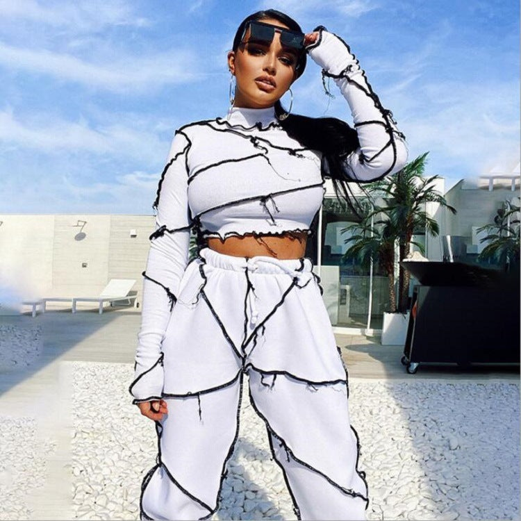 Womens Long-Sleeved Crop top and Baggy Sweatpants Two-Piece - Hendrick Brun