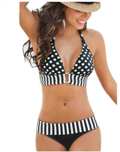 Cute Sexy Polka Dot Split Foreign Trade Bikini Halter Neck Strap Ladies Swimsuit Popular In Europe And America