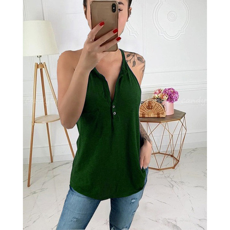 V-neck Button down Sling Camisole