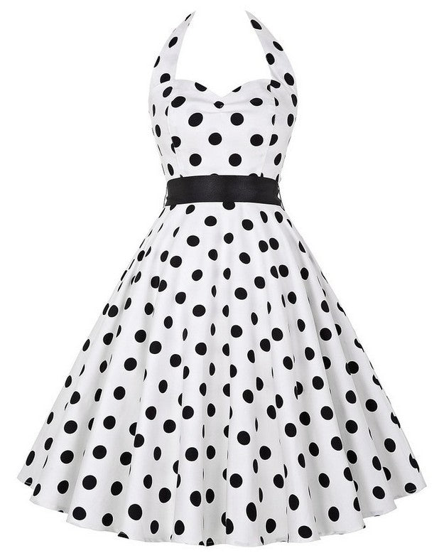 Retro Hepburn Style Waist Constricting Slim Dress