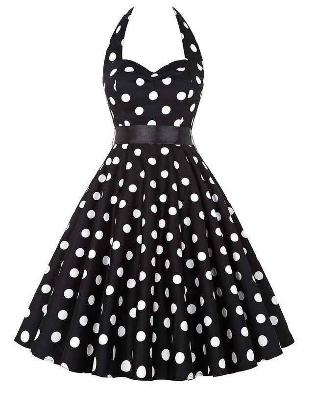 Retro Hepburn Style Waist Constricting Slim Dress