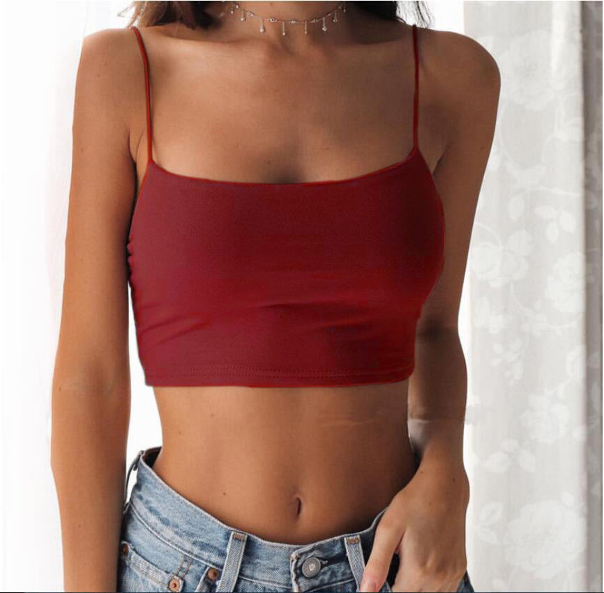 European And American Amazon Aliexpress Tongxia Women'S New Solid Color Sling Strapless Back And Chest Wrap Vest