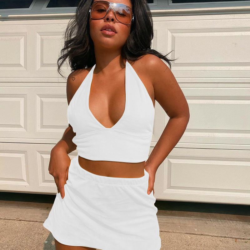 Two Piece Halter Crop Top