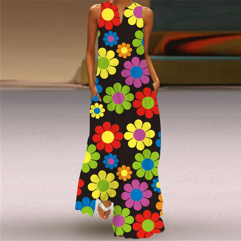 Women's Sleeveless v-Neck Butterfly Print Dress
