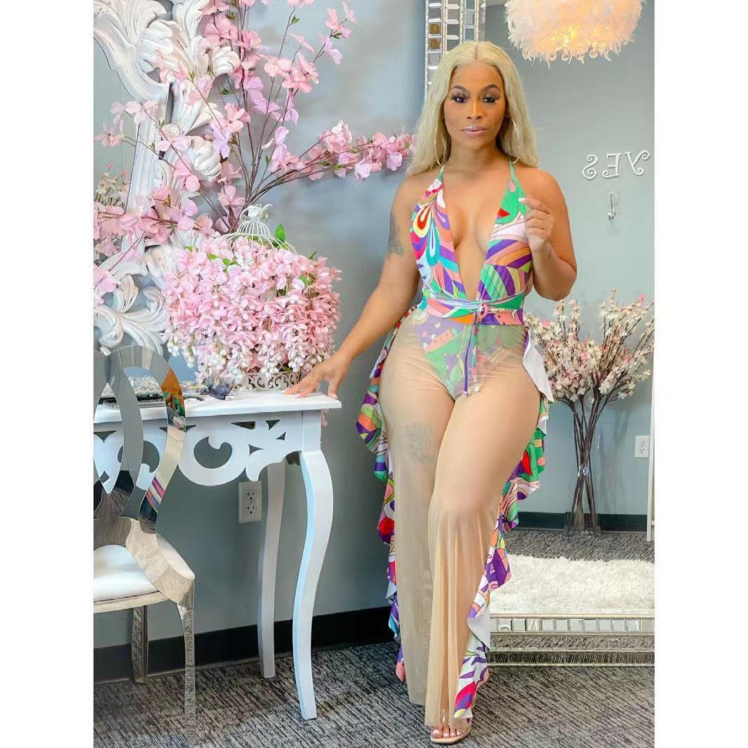 Ladies Fashion Simple Fungus Trousers Swimsuit Suit