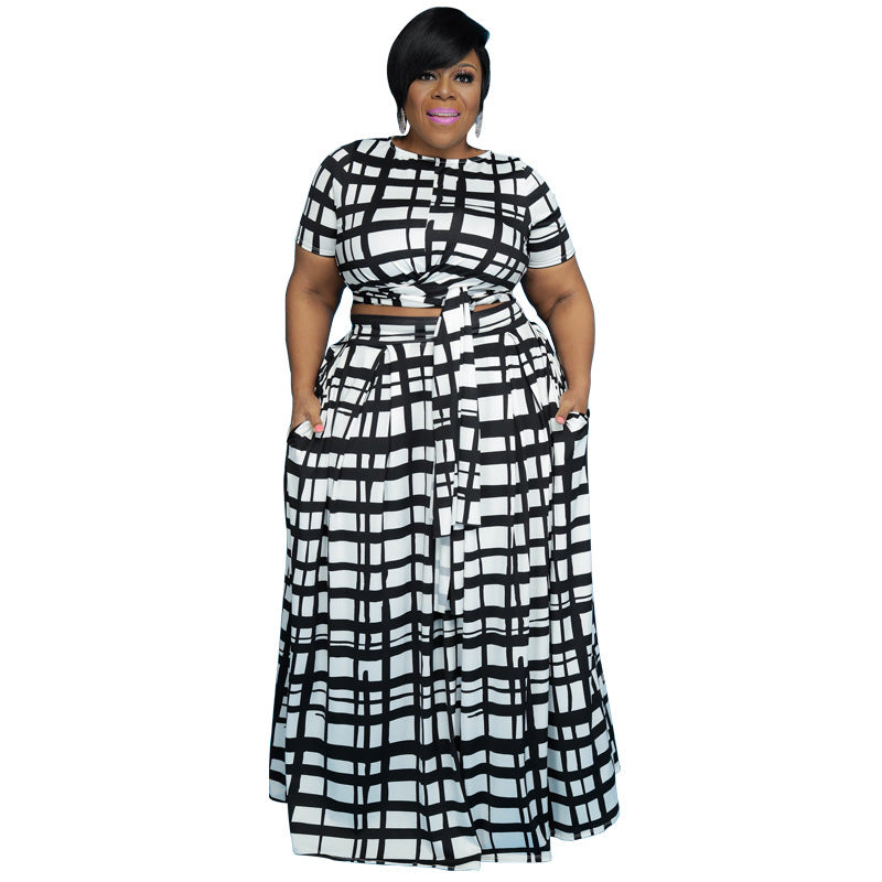 Multi-Color Printing Suit with long loose skirt.