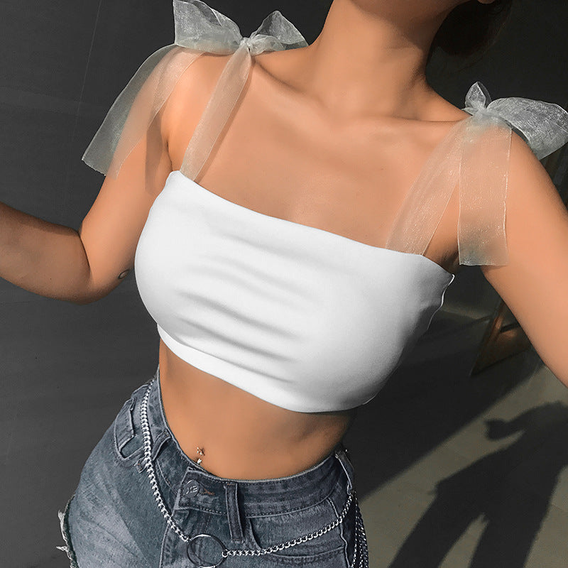 TRANSPARENT RIBBON STRAP Crop TOP - Hendrick Brun