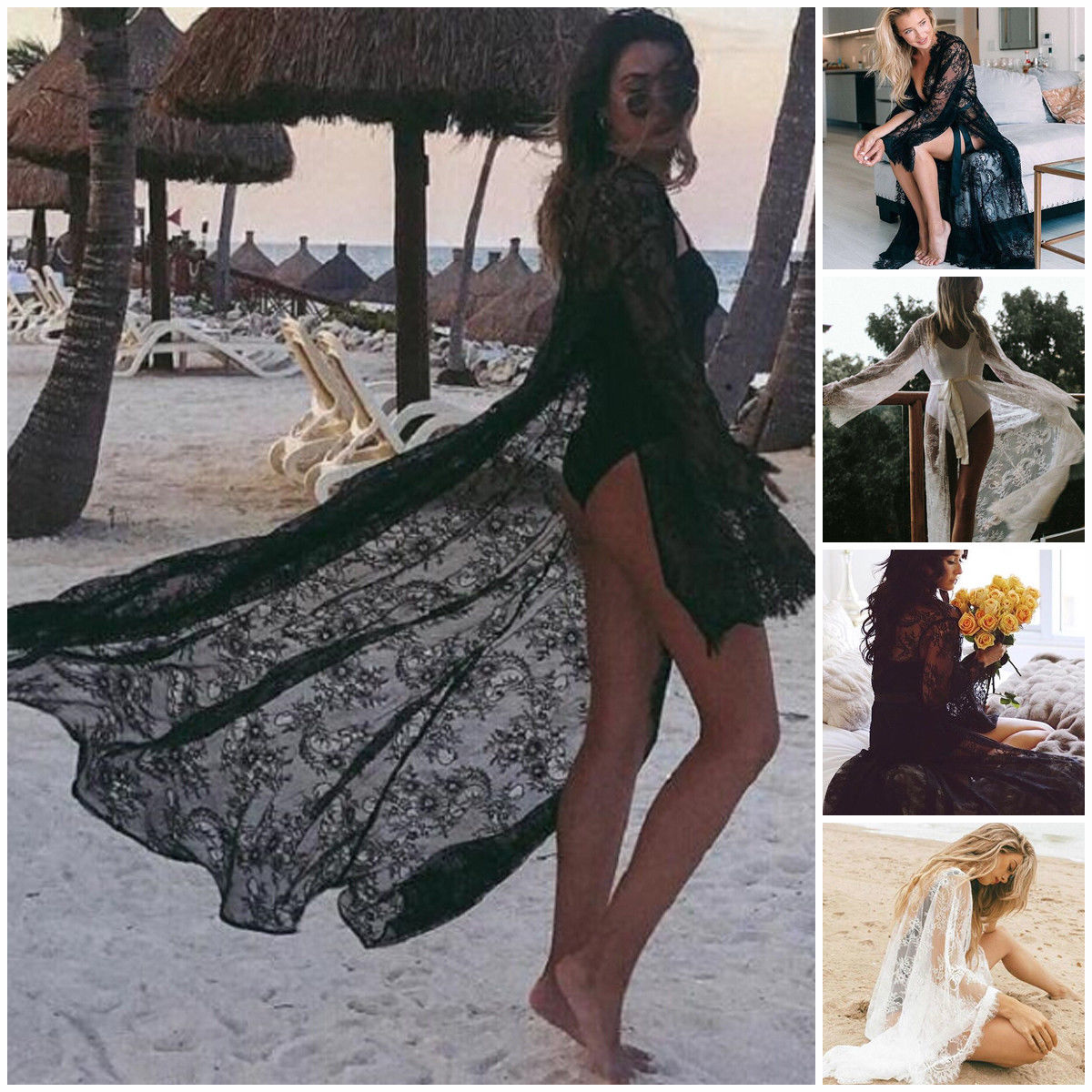 Lace beach blouse bikini sun protection
