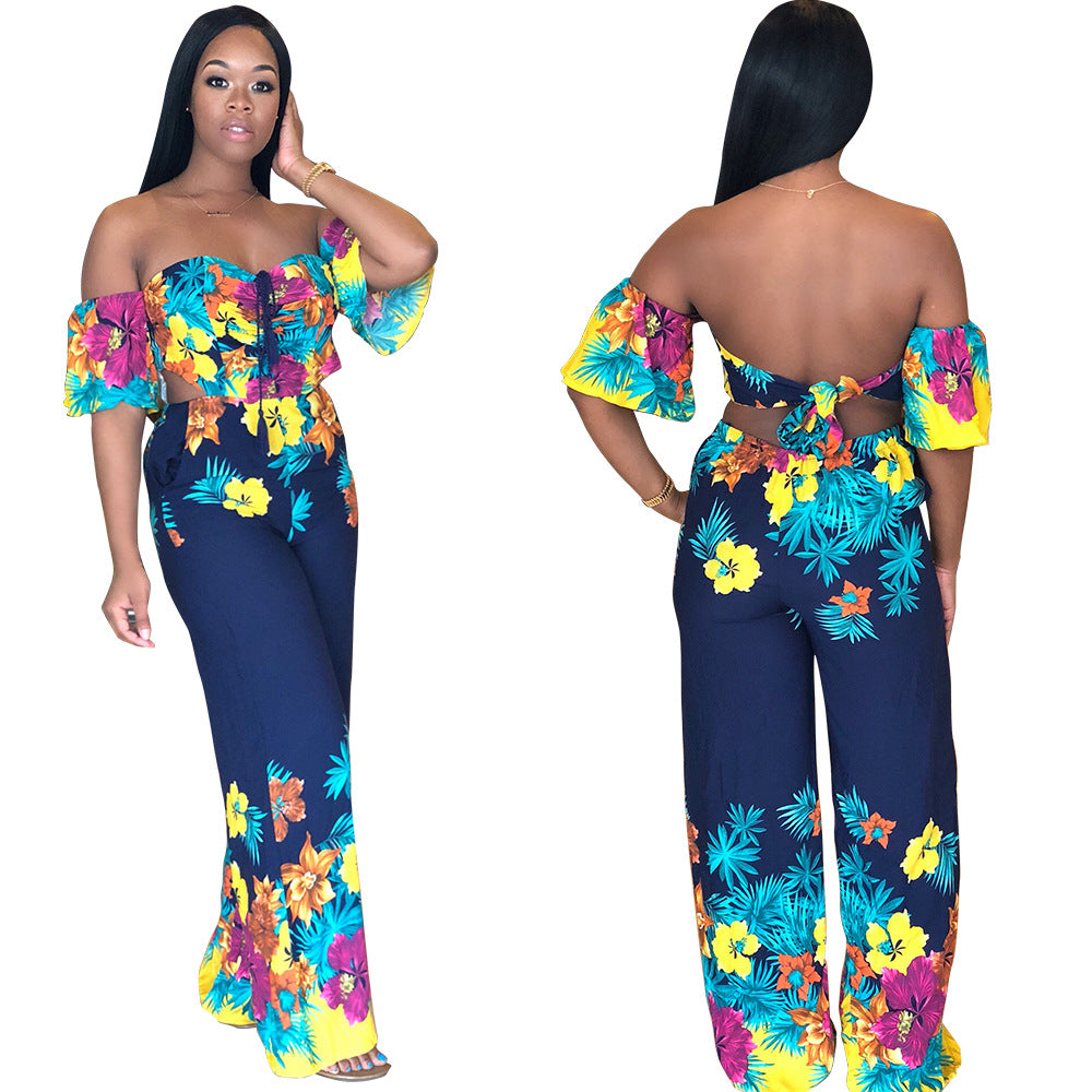 Womens Jumpsuit Off the Shoulder Ruffle Half Sleeve - Hendrick Brun
