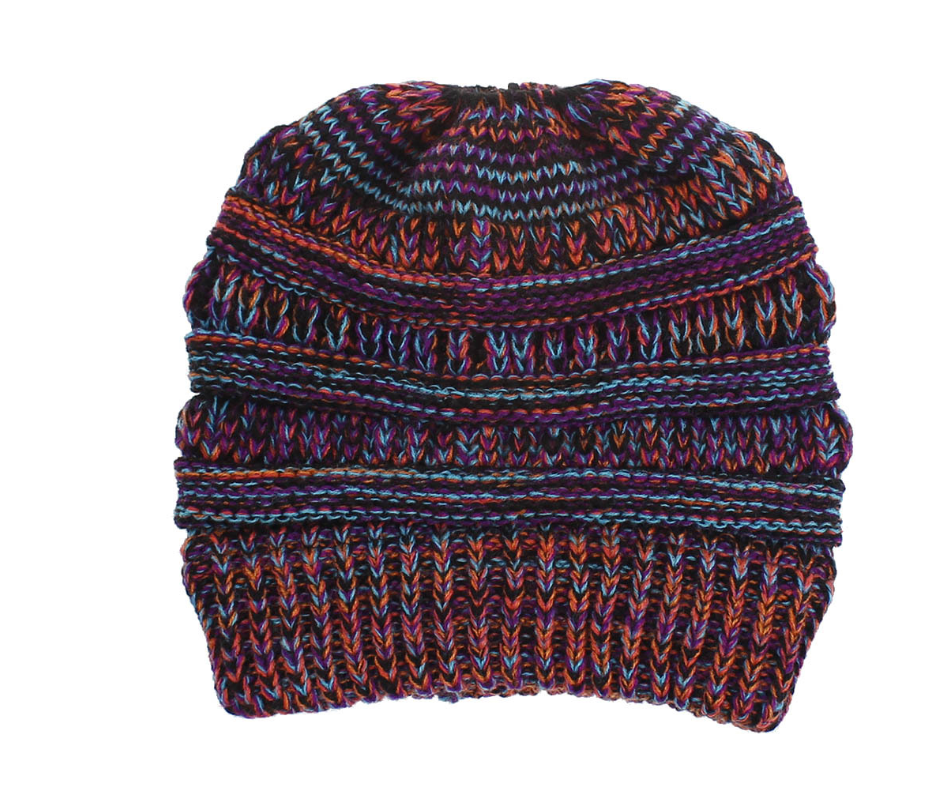 Mixed Color Knitted Wool Hat Ladies Non-labeled Ponytail Hat - Hendrick Brun