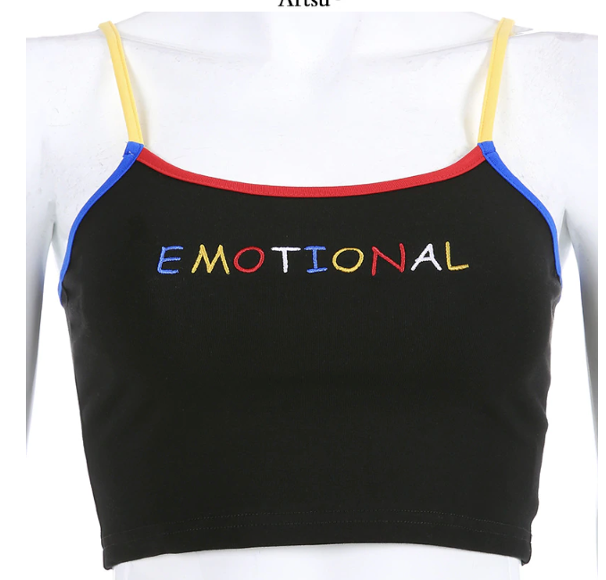 Sexy letter embroidery strap vest women's cropped shirt - Hendrick Brun