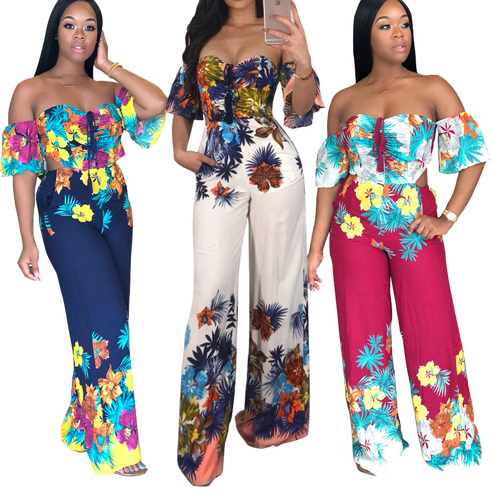 Womens Jumpsuit Off the Shoulder Ruffle Half Sleeve - Hendrick Brun