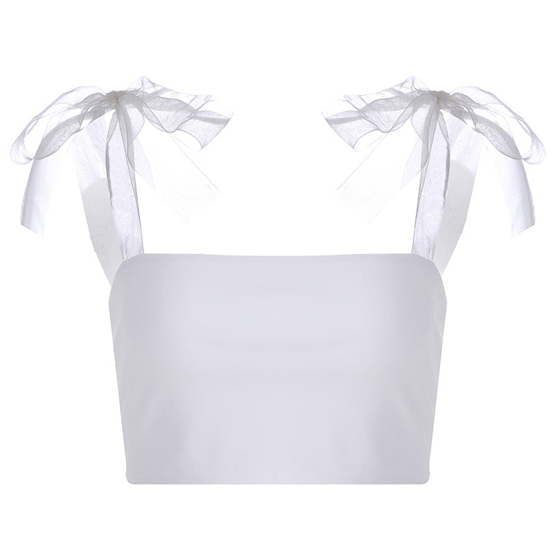 TRANSPARENT RIBBON STRAP Crop TOP - Hendrick Brun