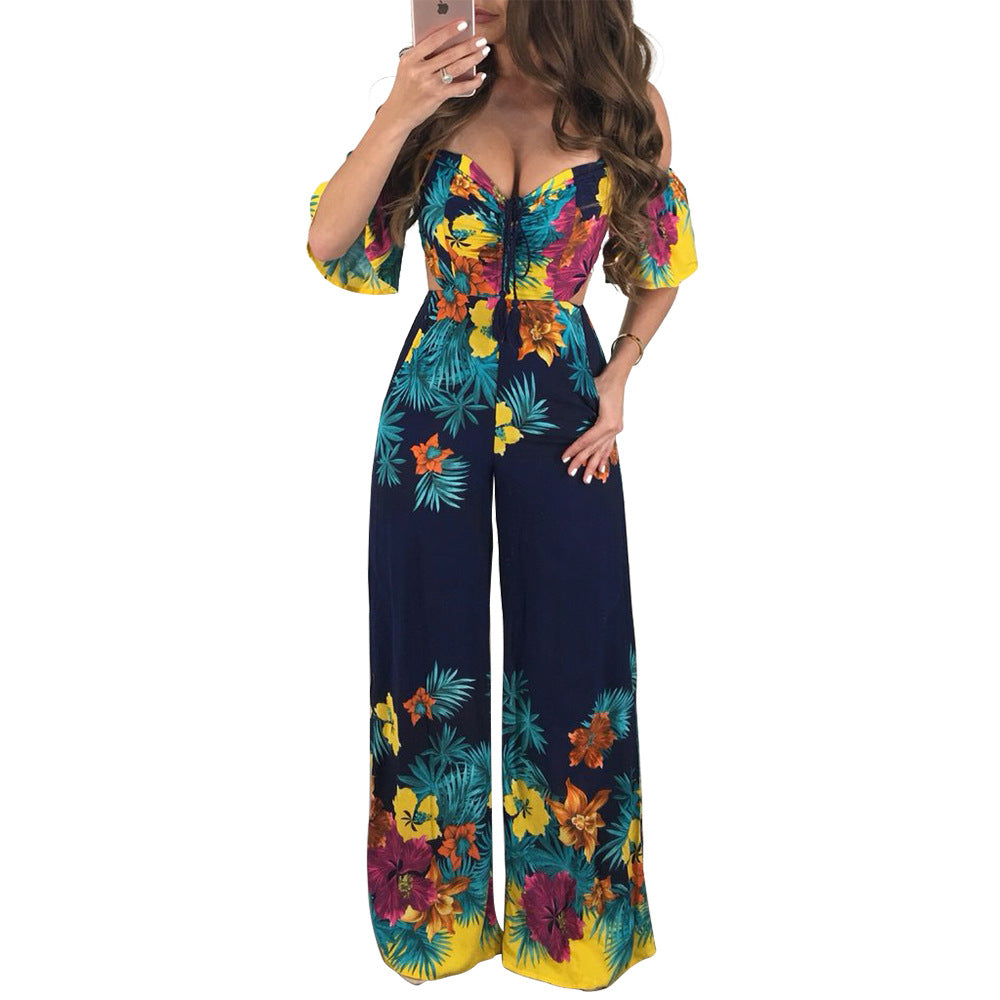 Womens Jumpsuit Off the Shoulder Ruffle Half Sleeve - Hendrick Brun