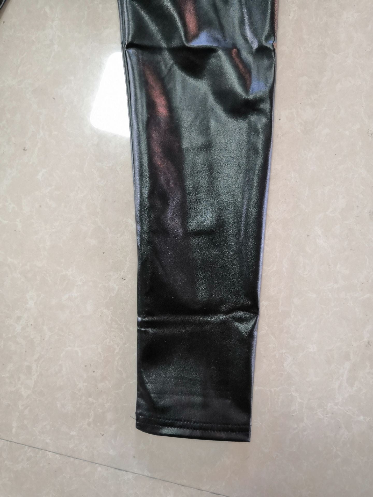 Reflective sexy hip leather pants elastic high waist leggings - Hendrick Brun