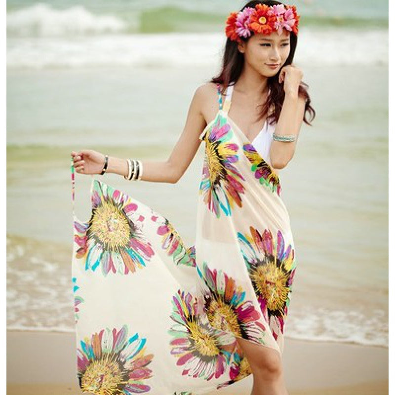 Multi-color Swimsuit Coverup Wrap Dress