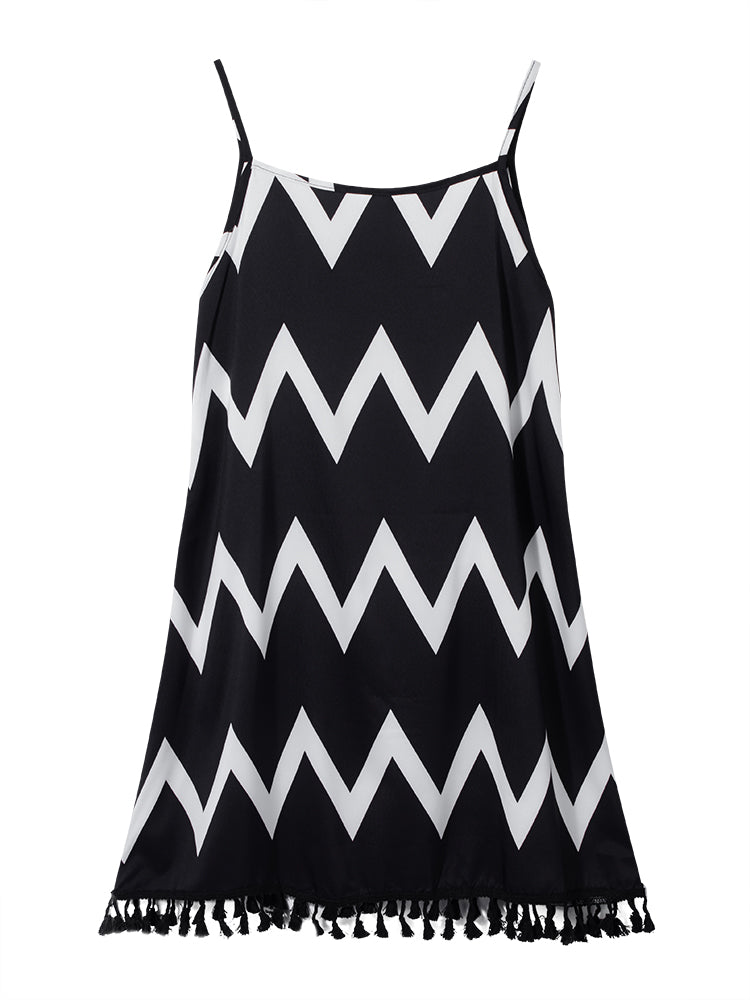 Loose Fitting Summer Fringed Sling Chiffon Dress - Hendrick Brun