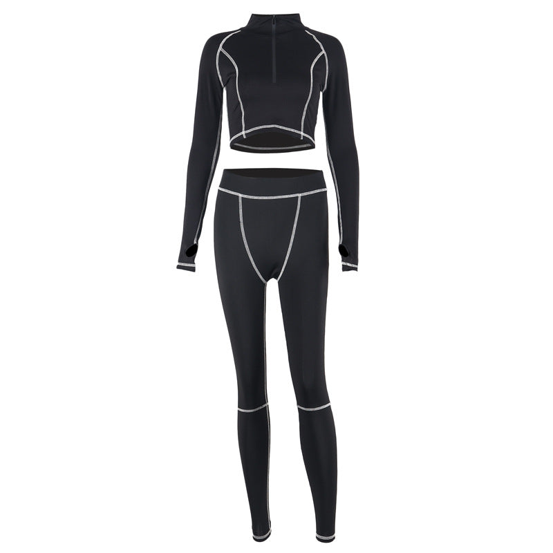 Matching and flexible Fitness set crop top and leggings suit