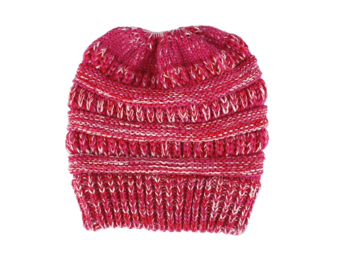 Mixed Color Knitted Wool Hat Ladies Non-labeled Ponytail Hat - Hendrick Brun