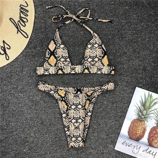 Snake Print Brazilian Bikini Two Piece Set Sexy Swimsuit - Hendrick Brun