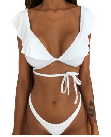 European and American sexy ruffled thin bikini swimsuit