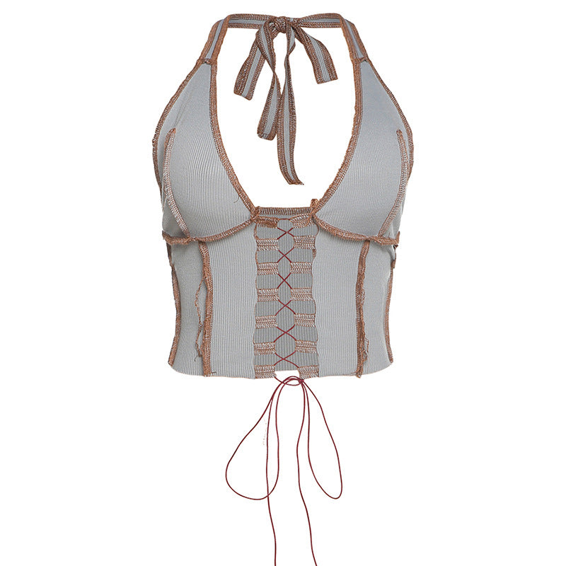 Womens Distressed Tank top Slim short cropped vest - Hendrick Brun