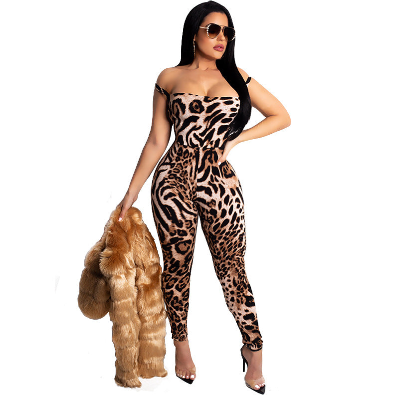 Womens Sleevless Leopard print jumpsuit - Hendrick Brun