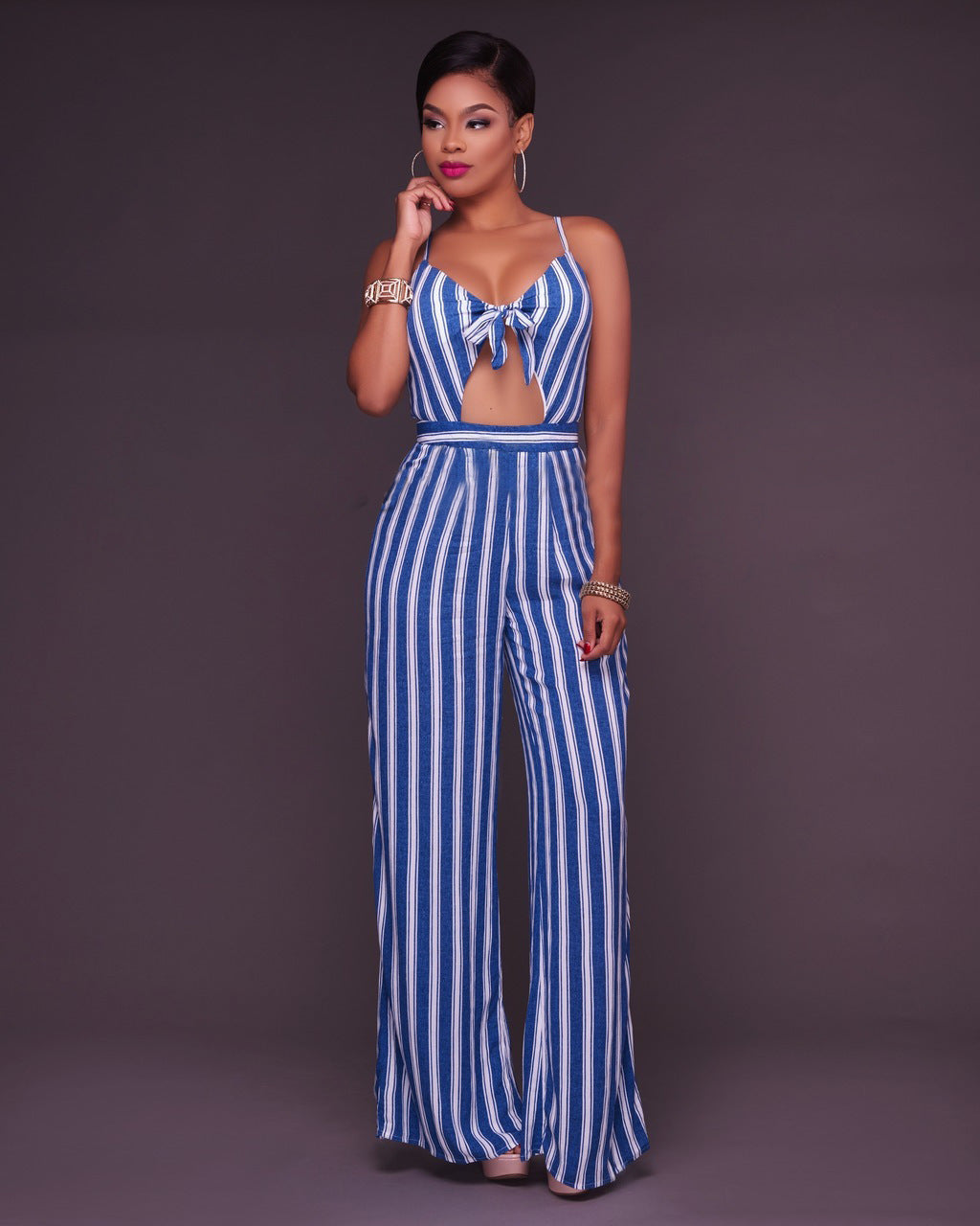 Stripped Loose Fitting Jumpsuit