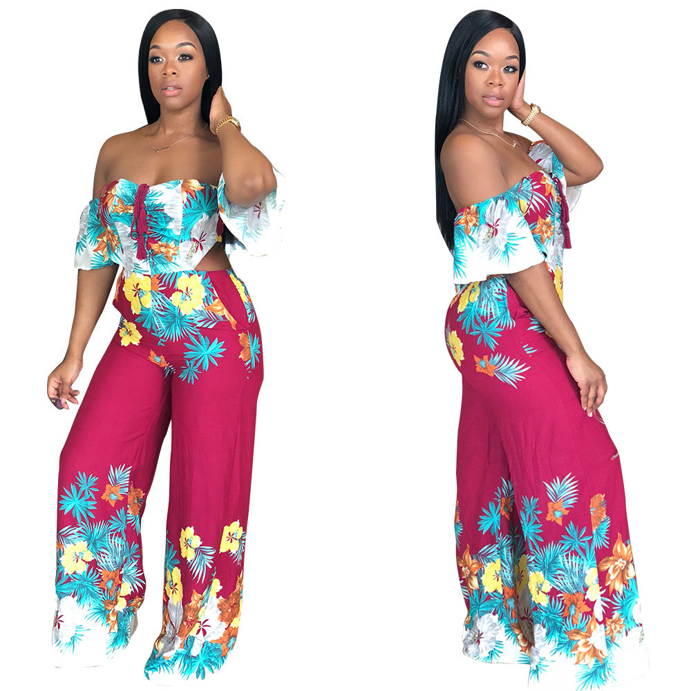Womens Jumpsuit Off the Shoulder Ruffle Half Sleeve - Hendrick Brun