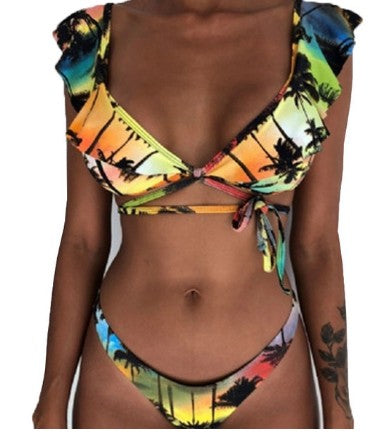 European and American sexy ruffled thin bikini swimsuit